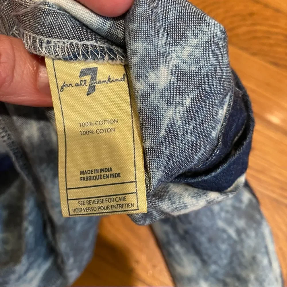 7 For All Mankind Acid Wash chambray Romper 3-6 months NWT